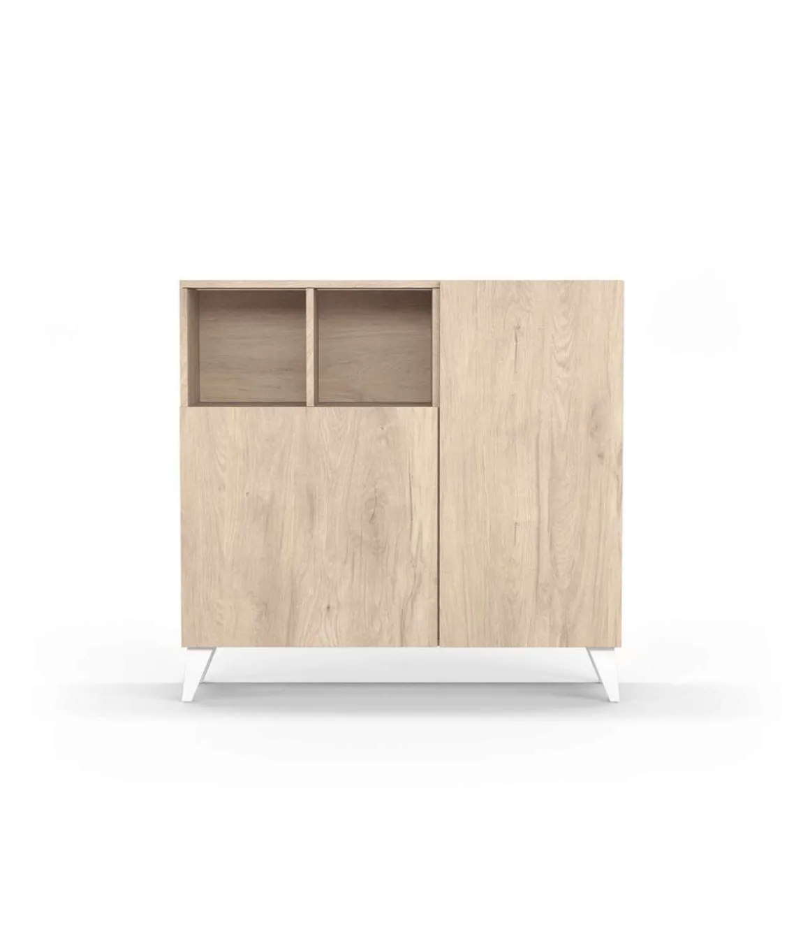 Zapatero modelo 510, acabado roble claro, patas blanco, 90x90x26 (alto x ancho x fondo)