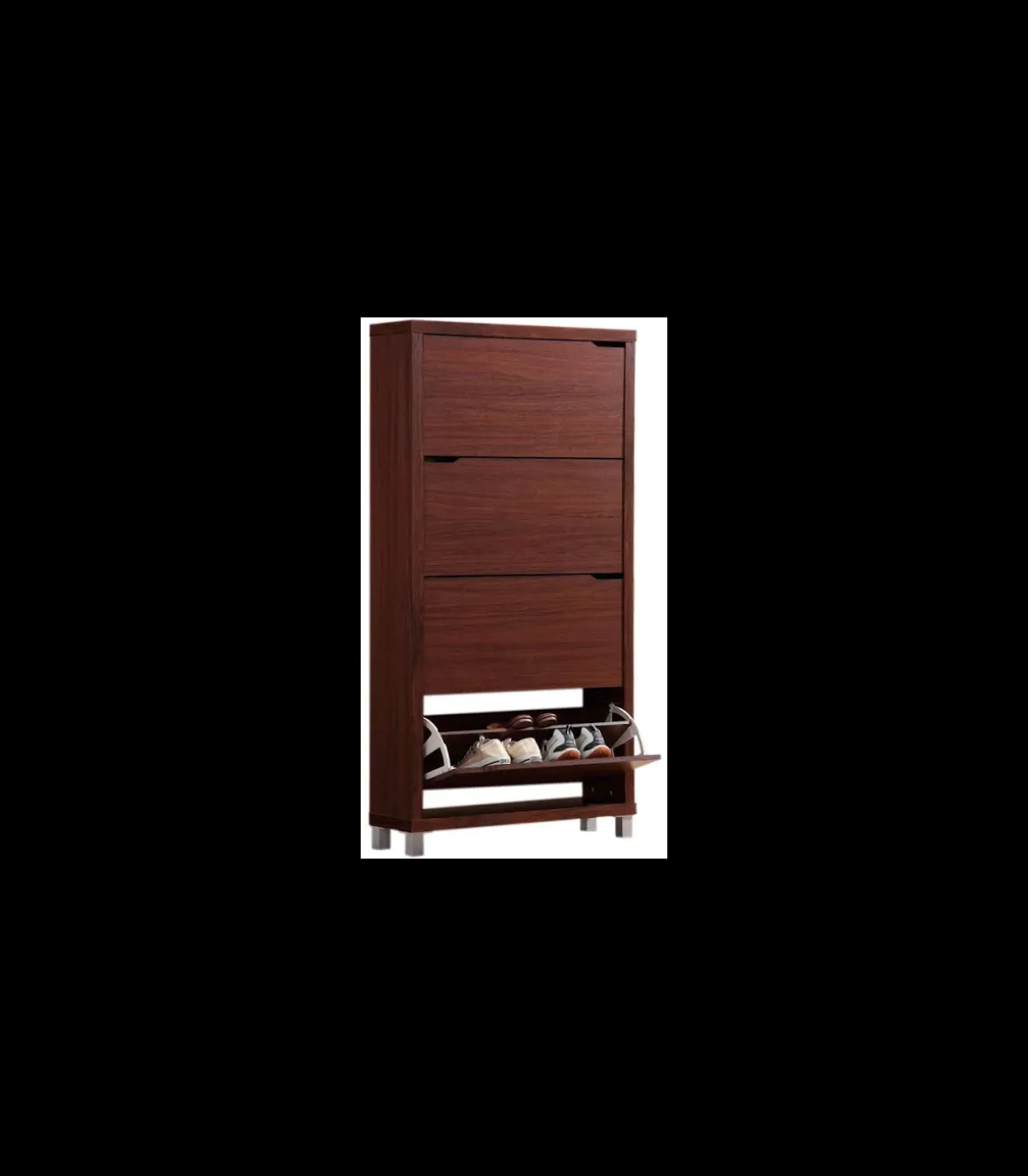 Zapatero 4 puertas kubox acabado walnut, 79cm(ancho) 155cm(altura) 24cm(fondo)