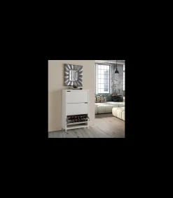 Zapatero 3 puertas kubox acabado blanco, 79 cm(ancho) 119 cm(altura) 24 cm(fondo)