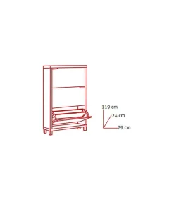 Zapatero 3 puertas kubox acabado blanco, 79 cm(ancho) 119 cm(altura) 24 cm(fondo)