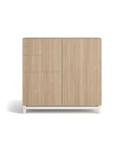 Zapatero 2 puertas modelo 513 acabado nogal oscuro patas blancas, 90x90x27 (alto x ancho x fondo)
