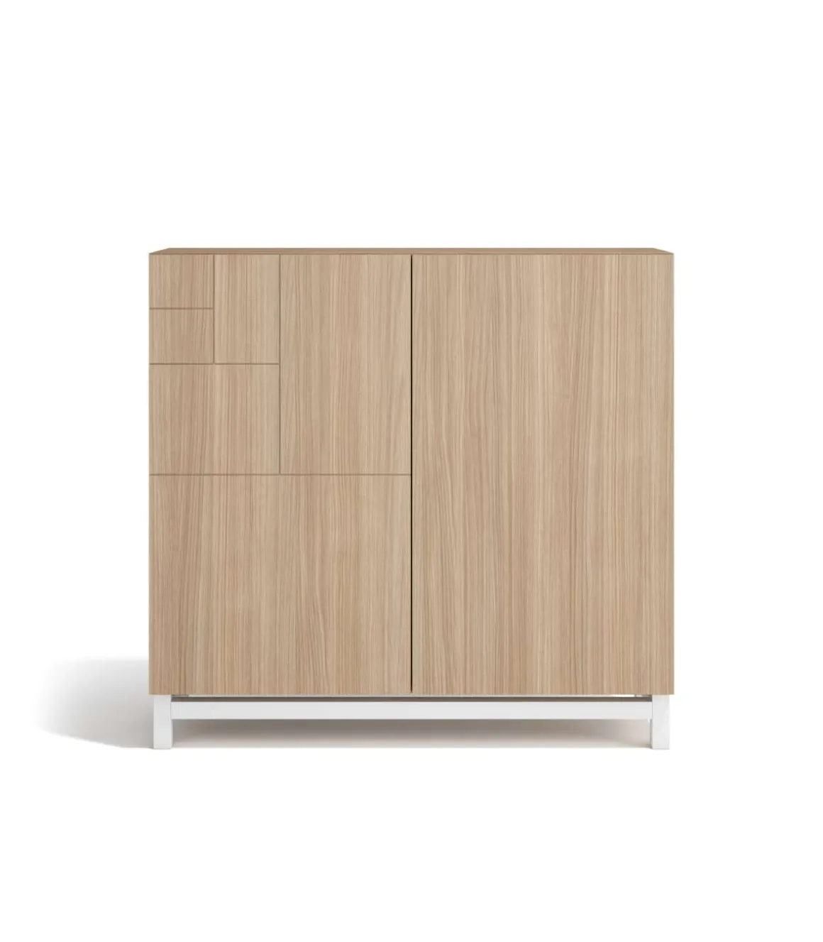 Zapatero 2 puertas modelo 513 acabado nogal oscuro patas blancas, 90x90x27 (alto x ancho x fondo)
