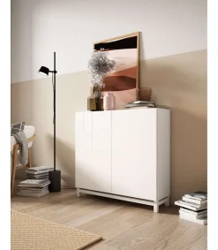 Zapatero 2 puertas modelo 513 acabado blanco, 90x90x27 (alto x ancho x fondo)
