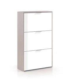 Zapatero 3 puertas Rio acabado blanco/roble 60 cm(ancho) 113 cm(altura) 22 cm(fondo)