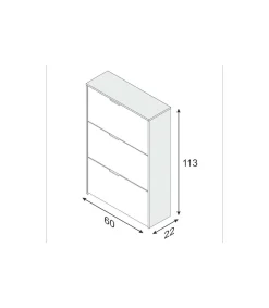Zapatero 3 puertas Rio acabado blanco/roble 60 cm(ancho) 113 cm(altura) 22 cm(fondo)