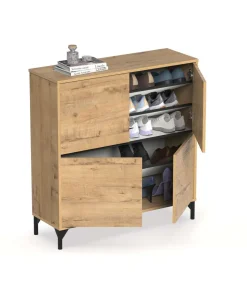Zapatero 4 puertas Tokio en roble gold. 101cm(ancho) 96.5cm(altura) 33cm(fondo)
