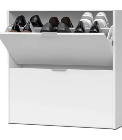 Zapatero 2 trampones Almanzora acabado blanco, 75 cm(ancho) 76 cm(altura) 22 cm(fondo)