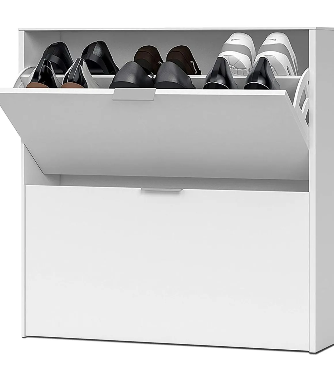 Zapatero 2 trampones Almanzora acabado blanco, 75 cm(ancho) 76 cm(altura) 22 cm(fondo)