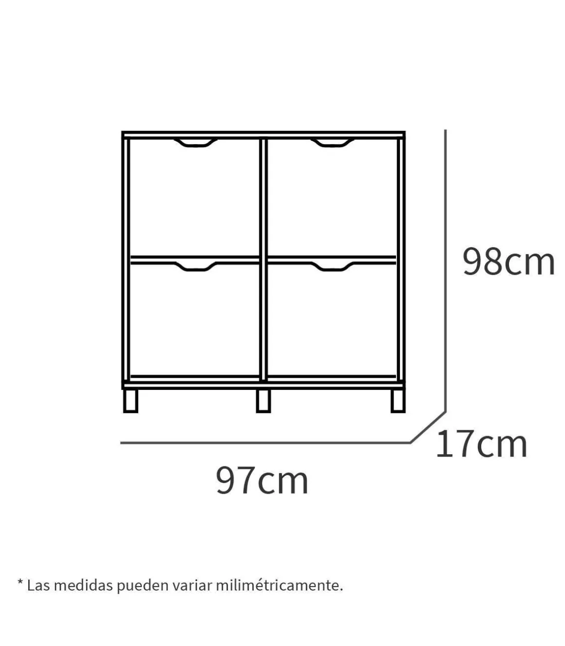 Zapatero 4 trampones Kay en blanco brillo. 97 cm(ancho) 98 cm(altura) 17 cm(fondo)